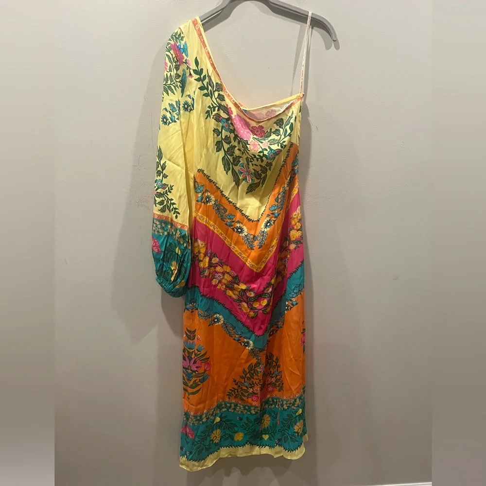 NEW Farm Rio x Anthropologie One-Shoulder Printed Midi Dress, Medium - Picture 2 of 5